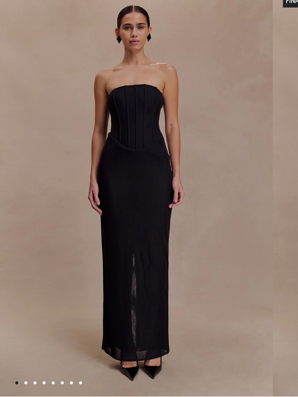 Nwt Meshki Black Strapless Corset Maxi Dress